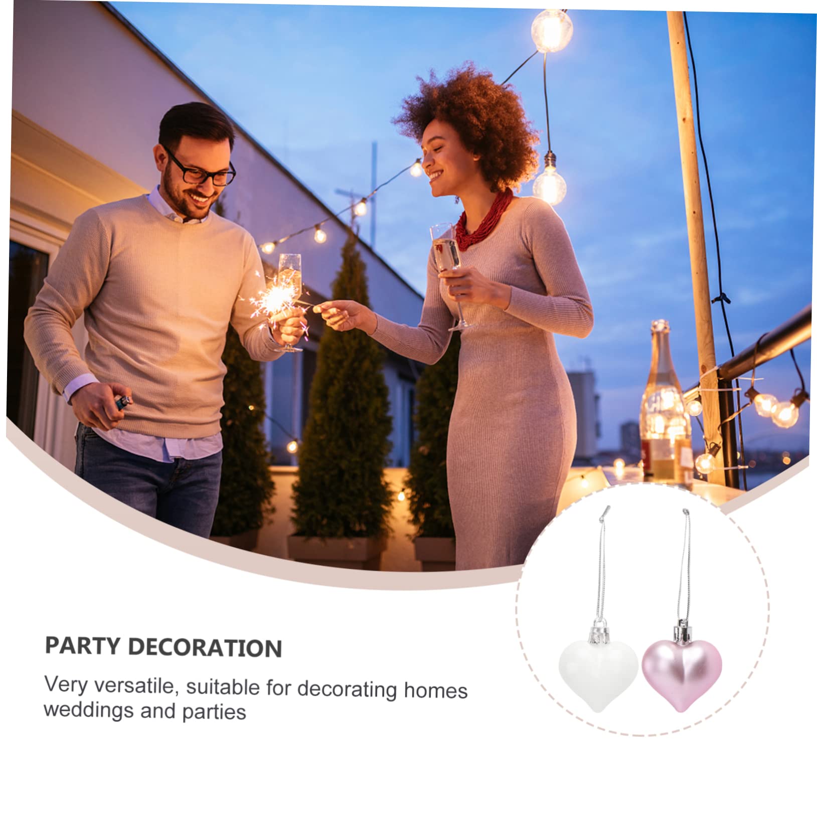 ULTECHNOVO 3 Set Ciondolo A Forma Di Cuore Cartello Con Scritta Palline Appese A Forma Di Cuore Bomboniere Da Parete Gioielli Decorazioni Per San Fiocchi In Pizzo 24 pezzi * 3