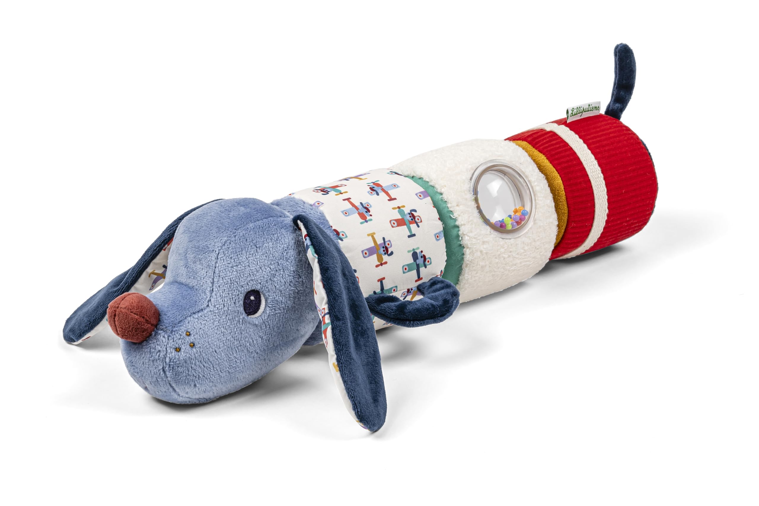 Lilliputiens - Rodillo sonoro 4 en 1 con sonajeros y cilindros para montar - Juguete de estimulación para bebés Jules el perro - Estimula la motricidad y los sentidos - A partir de 6 meses - 34 cm