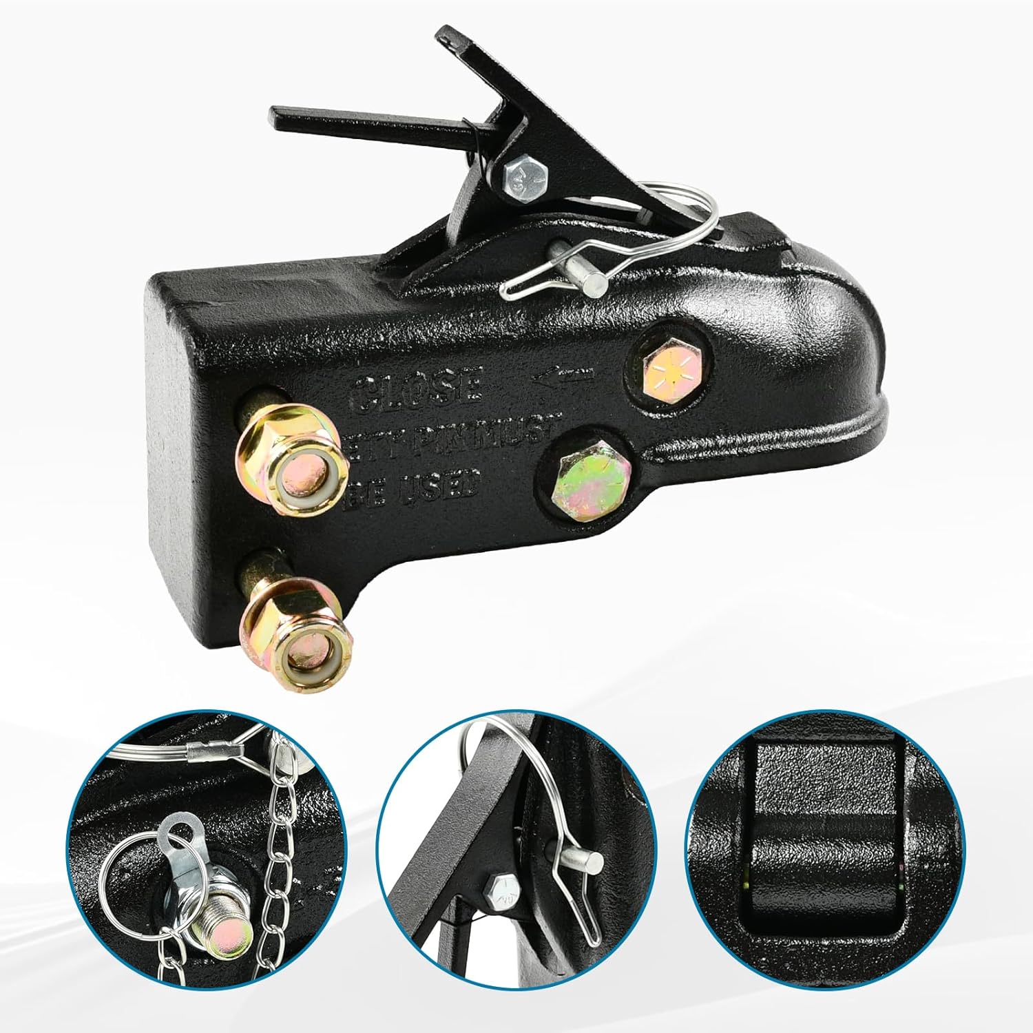 Heavy Duty Cast Adjustable Trailer Coupler with 3-Position Channel Bracket Kit,2-5/16" Hitch Ball,15000LBS Capacity Channel-Mount Coupler with Hardware Kit Black - Image 2