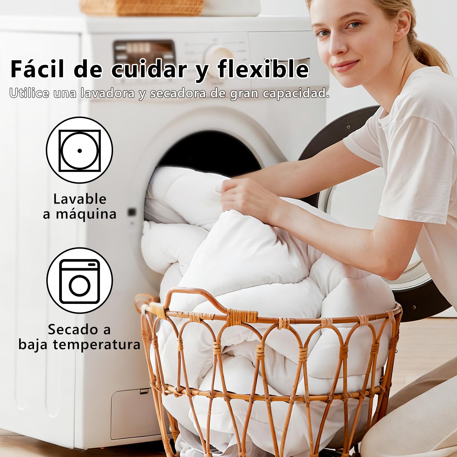 EASY SPEED Edredon Cama 150 cm,100% Suave Microfibra Nordico Edredon 220x240 cm, Relleno 300 gr/m²,Otoño-Invierno, Adecuado para Hoteles,Dormitorios(Blanco)