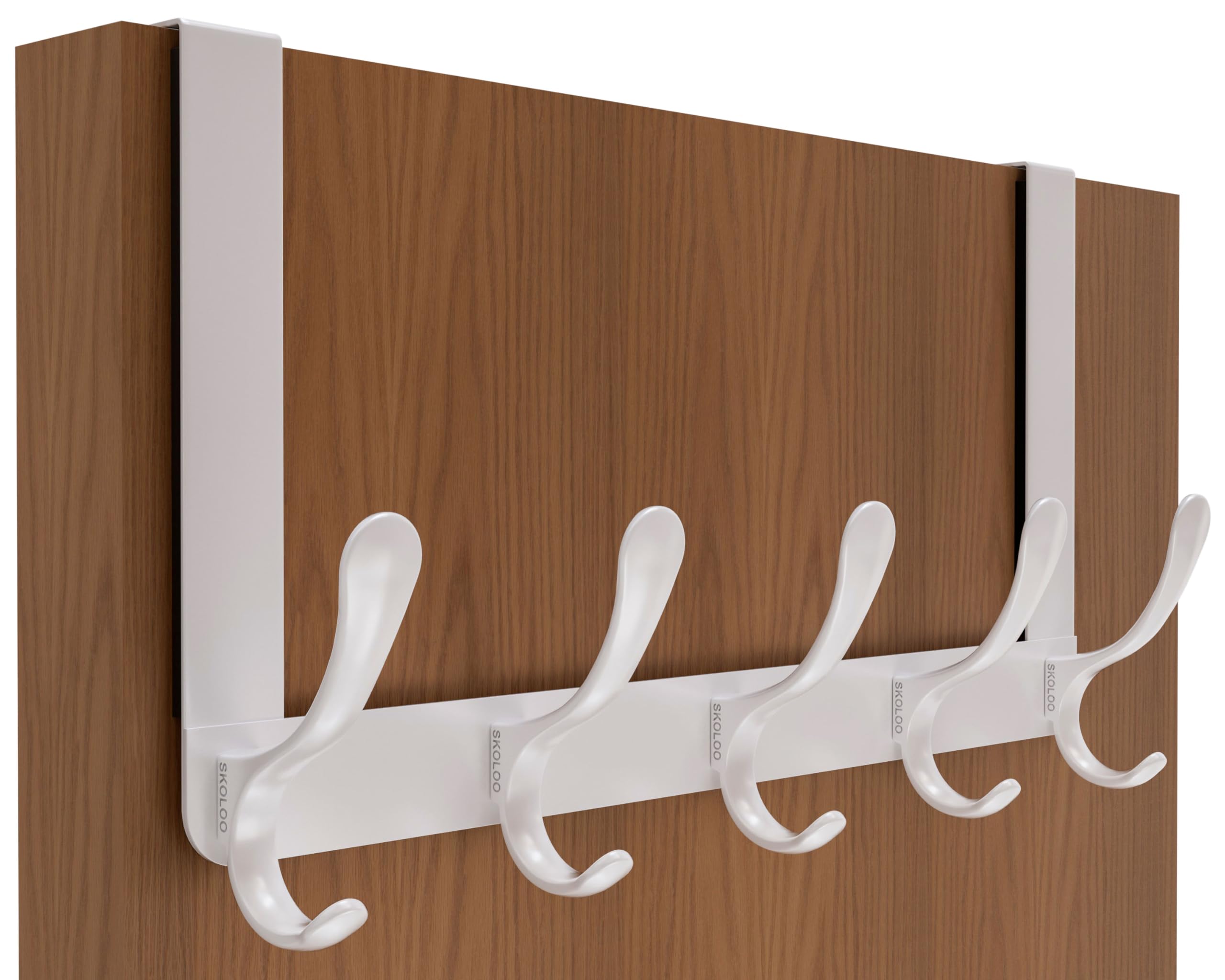 Skoloo White Over The Door Hook, Coat Hooks For Hanging Clothes, Towels, Coats, Hats, Over The Door Towel Hook, Assembly Required Extra Large