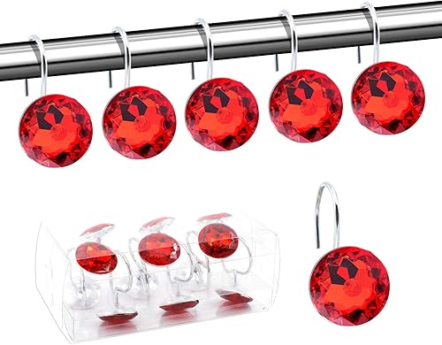 BEAVO Ganchos decorativos de acrílico para cortina de ducha con diamantes de imitación para baño, baño, habitación de bebé, dormitorio, sala de