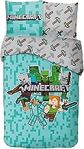 arlis Minecraft Children's Bedding Set, Reversible Duvet Cover 140 x 200 cm, Pillowcase 63 x 63 cm, 100% Cotton (Minecraft Bedding Set, 140 x 200 cm)