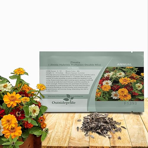Outsidepride - Zinnia, 25 semillas anuales, Hybrida Profusion Double, flores para plantar