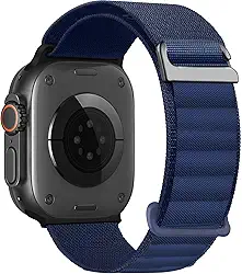 Pulseira de nylon Alpine Loop - compatível com Apple Watch Ultra 2/Ultra de 49 mm, 45 mm e 44 mm, ajustável com pulseira de gancho de metal C para iWatch Ultra 2 iWatch Ultra série 10 de 46 mm SE/9/8