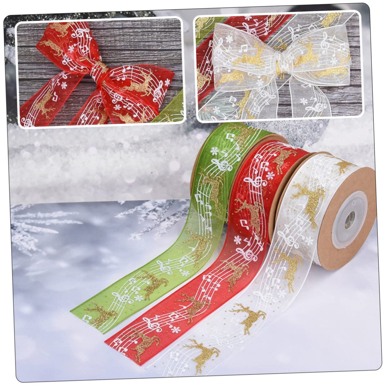 STOBOK 15stücke Teiliges Weihnachtsband Mit Noten Und Elchmuster Dekorative Ribbons Für Und Bastelarbeiten Pro Für Festliche Dekorationen