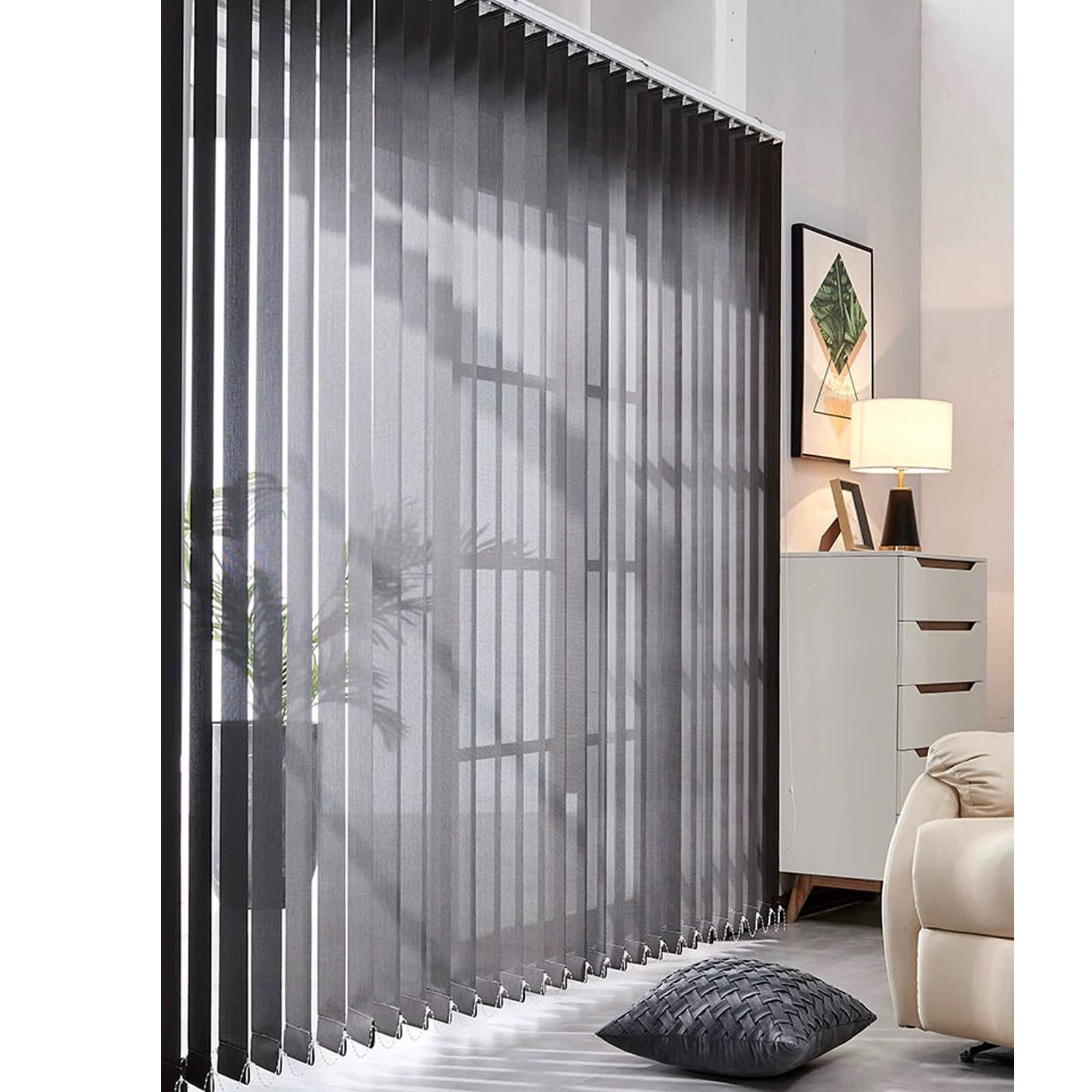 Cortina Lamas Verticales Opaca,Persianas Venecianas Verticales para Protección de la Privacidad y Protección Solar,para el Hogar Oficinas Ventana,Personalizables,Ancho x Alto. (60cm x 280cm)