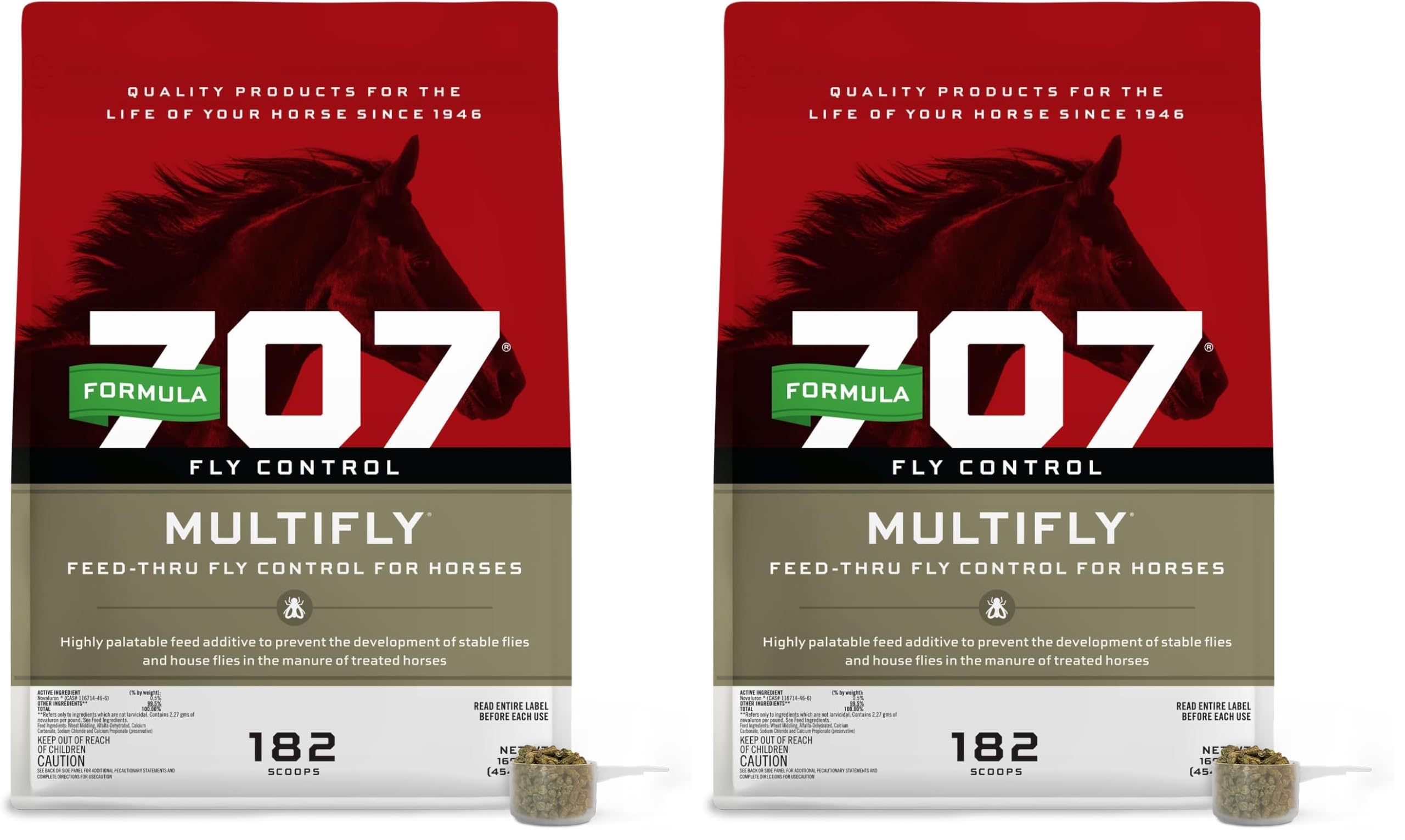 Formula 707 MultiFly Feed-Thru Fly Control Pellets for Horses - Palatable &amp; Safe Fly Population Reduction (10 lb Bag - 182 Servings) (Pack of 2)