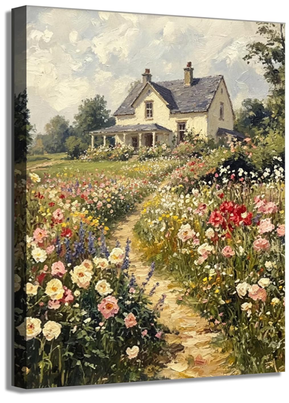 LZJAGXX Canvas Wall Art Vintage Country Farmhouse Wildflower Nature Floral Poster Print Artwork for Bedroom Bathroom Home Decor(50x70cm/Inner Frame)