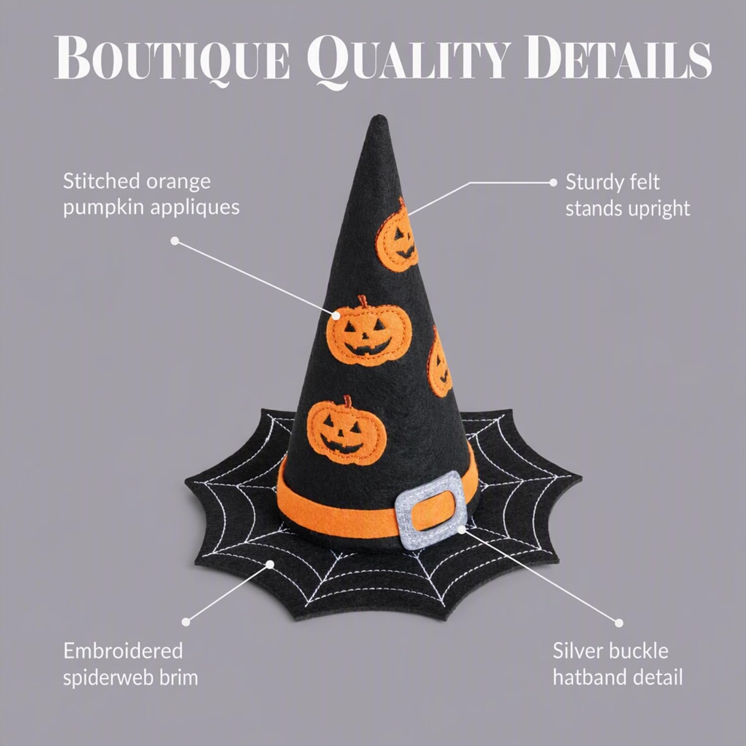 Mud Pie Orange Felt Witch Hat Sitter, Shelf Sitter Decor, Seasonal Holiday Home Giftable Decor