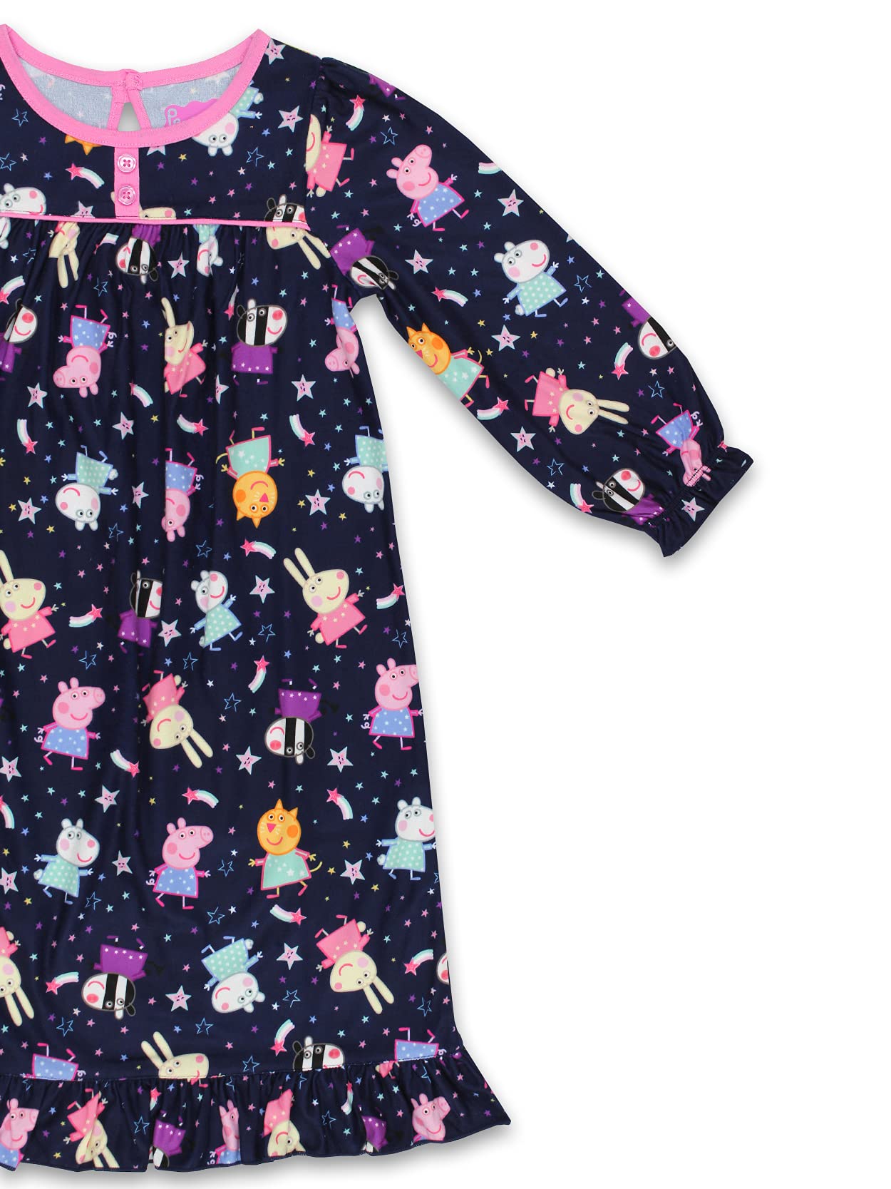 Peppa Piggirls Toddler Flannel Granny Gown Nightgown 3t Navy