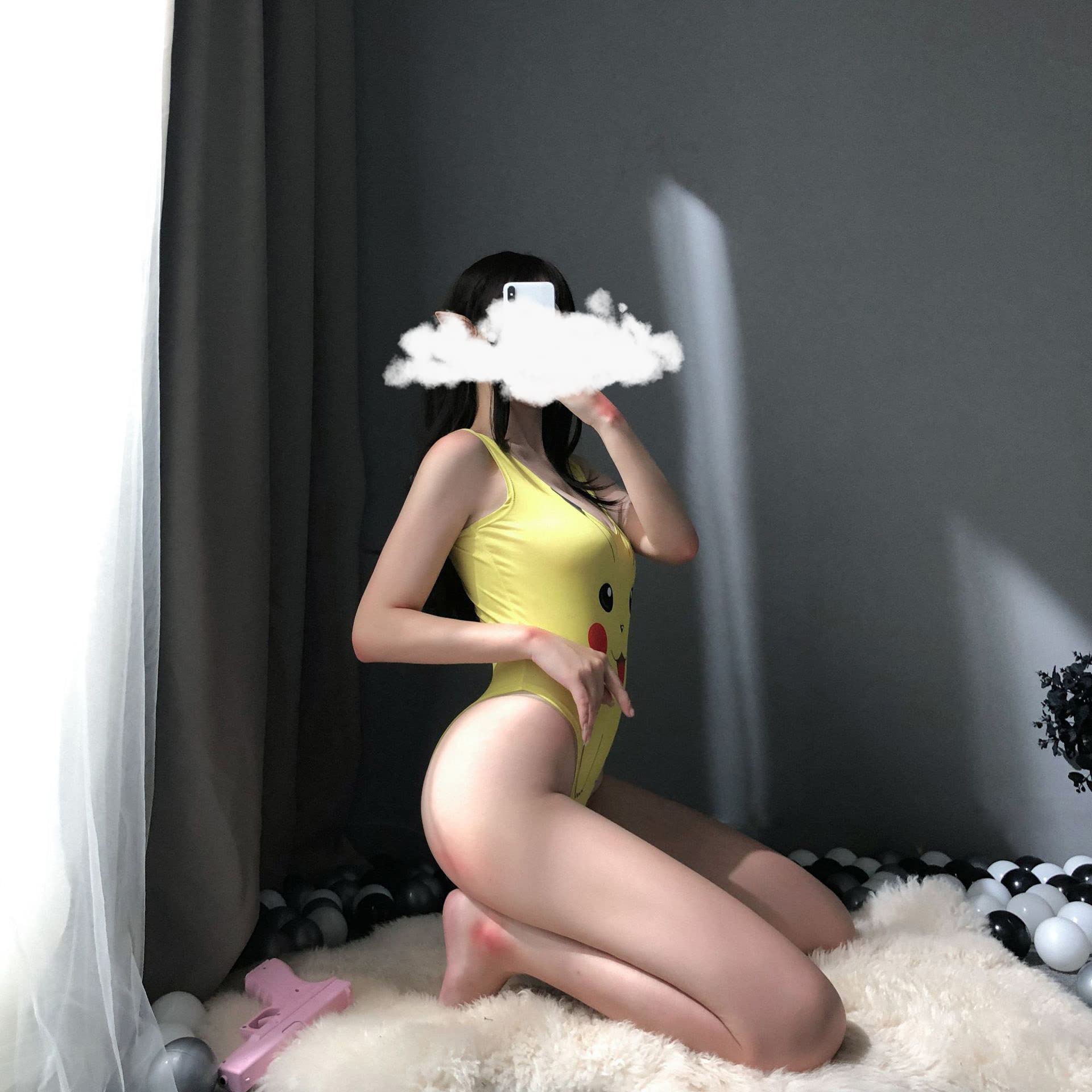 SINMIUANIME Women's One-Piece Anime Swimsuit Party High Cut Bodysuit Cosplay Leotard Teddy Lingerie Set: Yellow