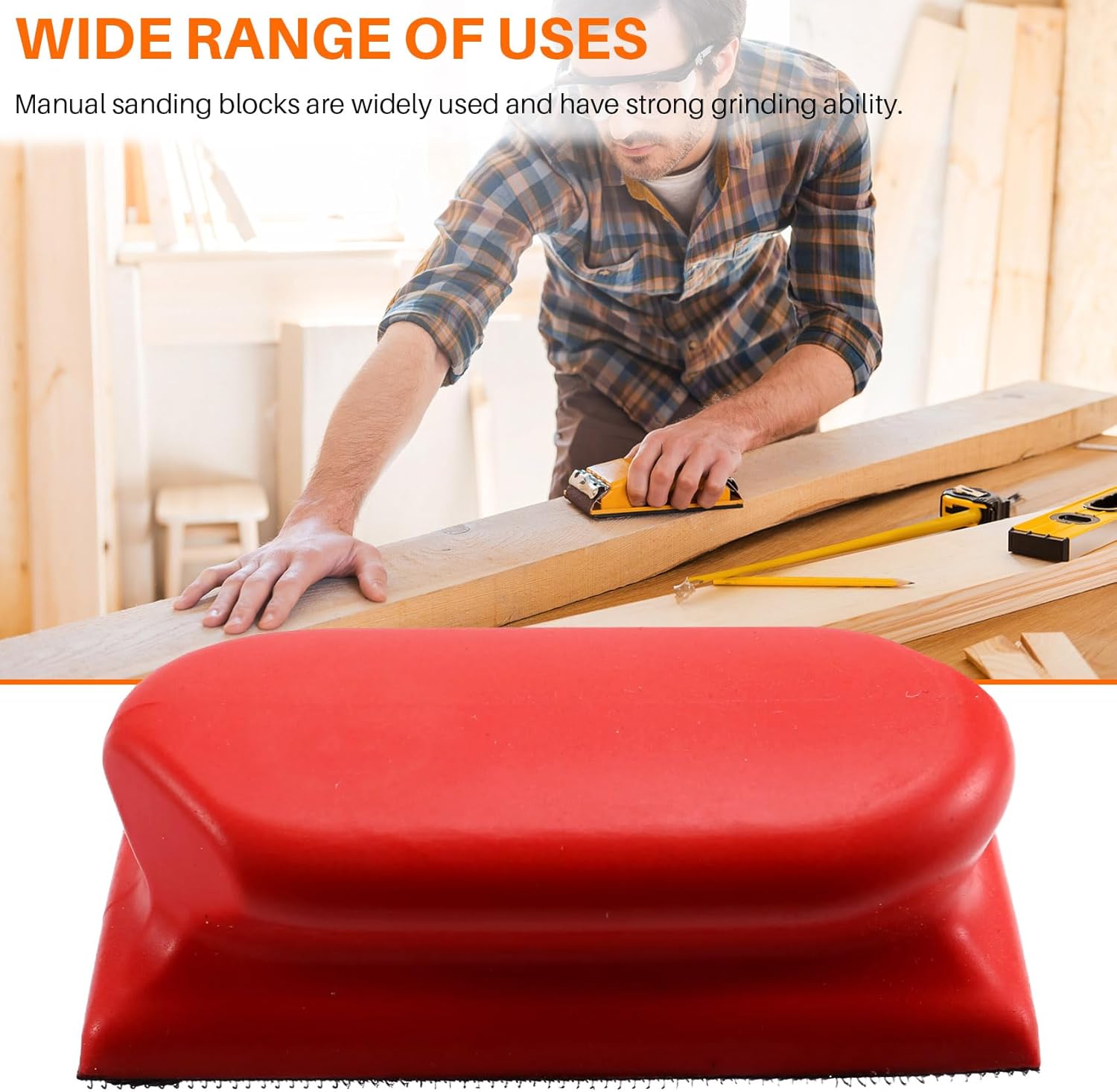 Hand Sanding Blocks 16 PCS,Contour Sanding Pads Kit, Hook & Loop Abrasive Sanding Pads for Sanding Wood Furniture