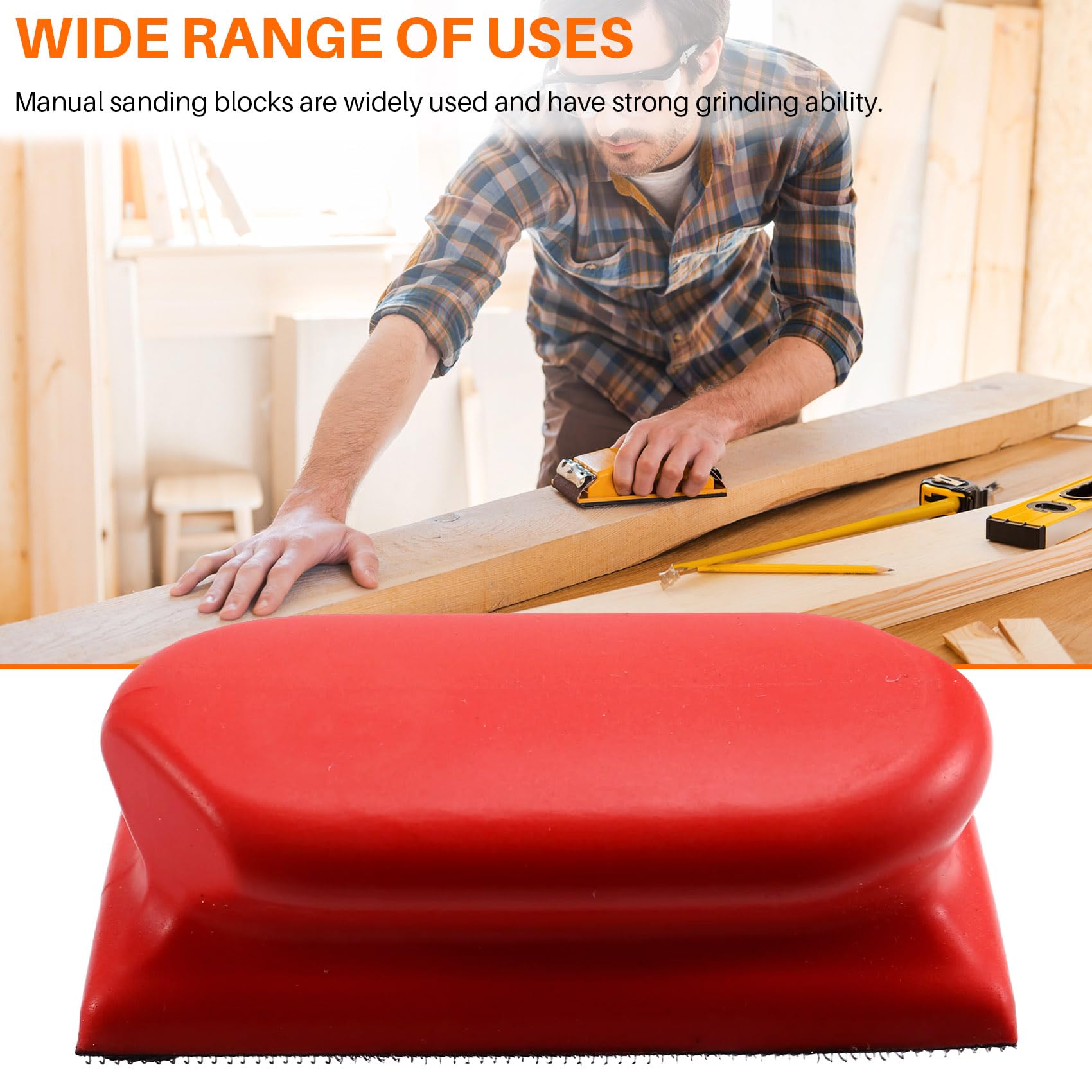 Bloques de lijado a mano, 16 unidades, kit de almohadillas de lijado de contorno, almohadillas de lijado abrasivas de gancho y bucle para lijar muebles de madera