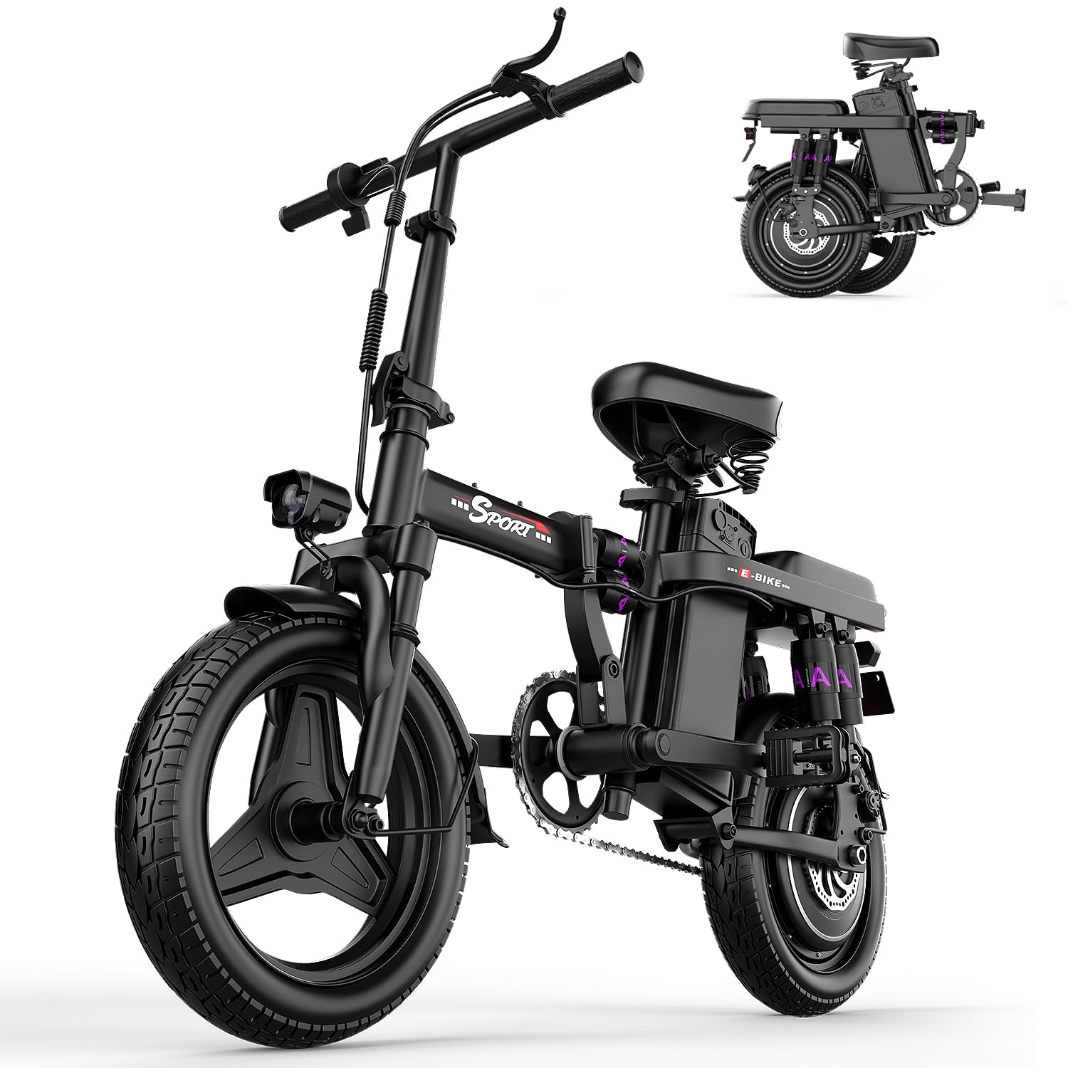 Folding Electric Bike for Adults,Fold Electric Bicycle with 48v 15Ah Removable Battery,14