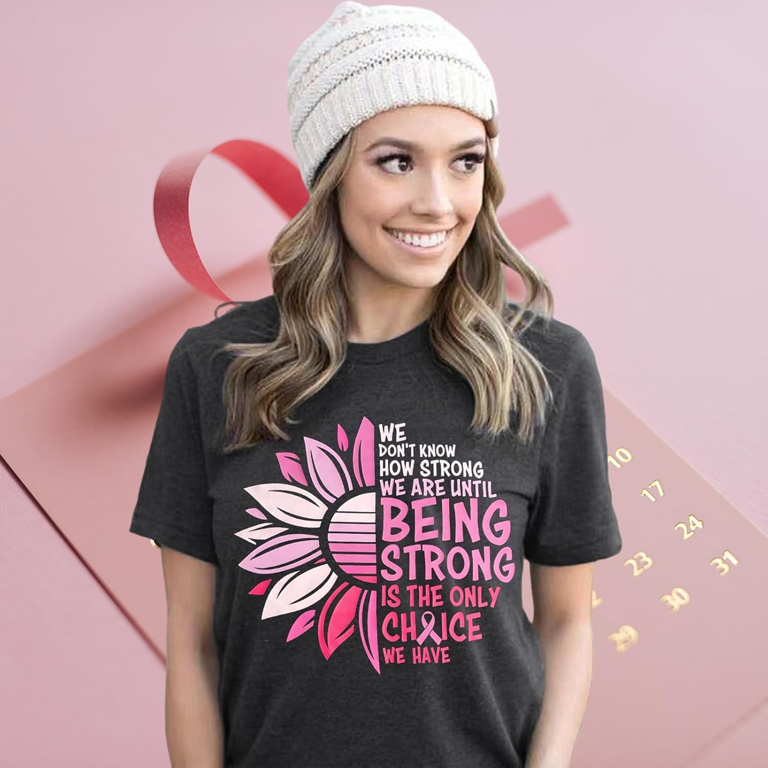 Breast Cancer Shirts Women Breast Cancer Awareness T-Shirts Cancer Survivor Pink Ribbon Short Sleeve Graphic Tee Tops - Image 3