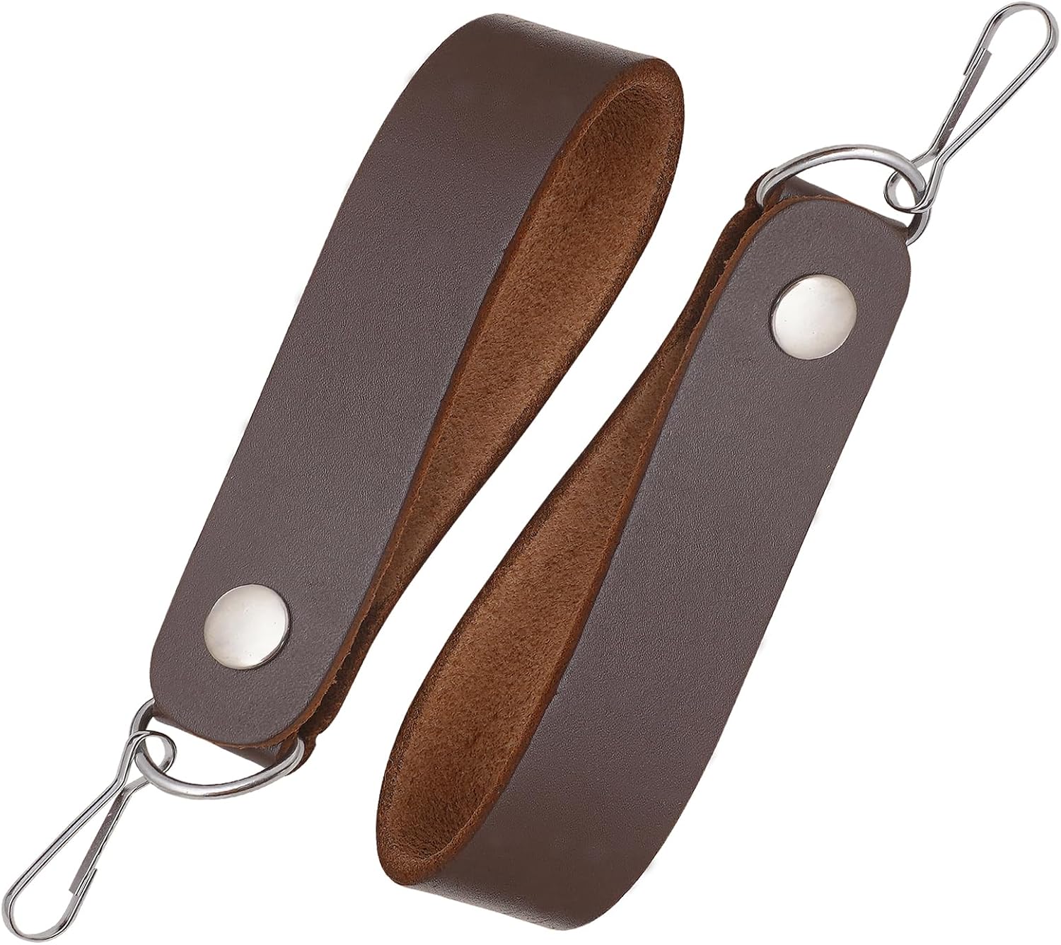 EZE Sporran Hangers Suspenders Straps- Pair Of Celtic Embossed & Plain Genuine Leather Suspenders with Metal D-Ring & Hook