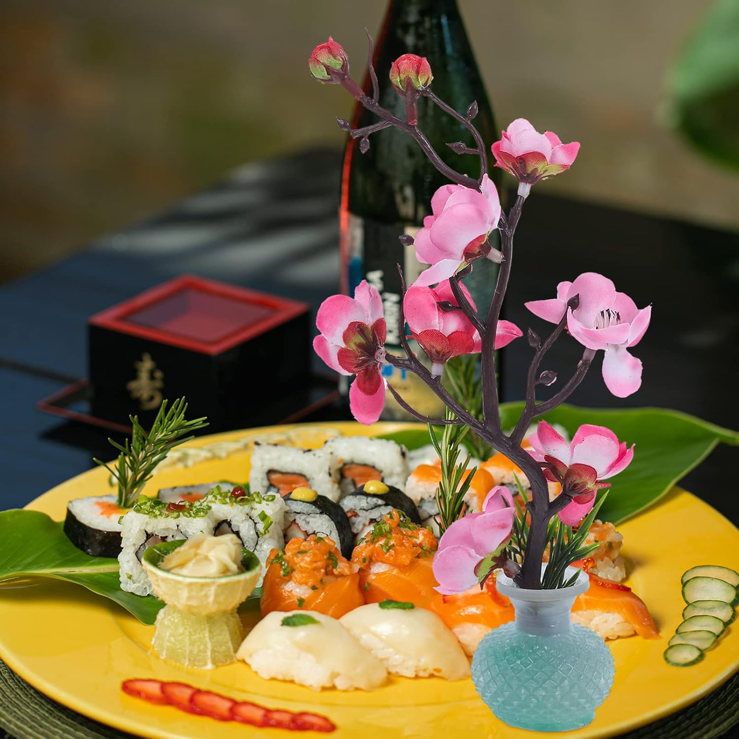 Artificial Plum Blossom Plate Ornament for Sushi Dishes Restaurant Decor