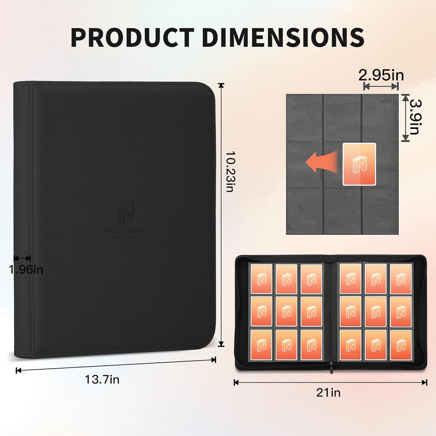 Trading Card Binder, Premium 9 Pocket 540 Double Sided Pocket Collection Binder, Card Album for TCG Card Holder for Game Card, Sports Card, Yugioh, MTG etc(Black)