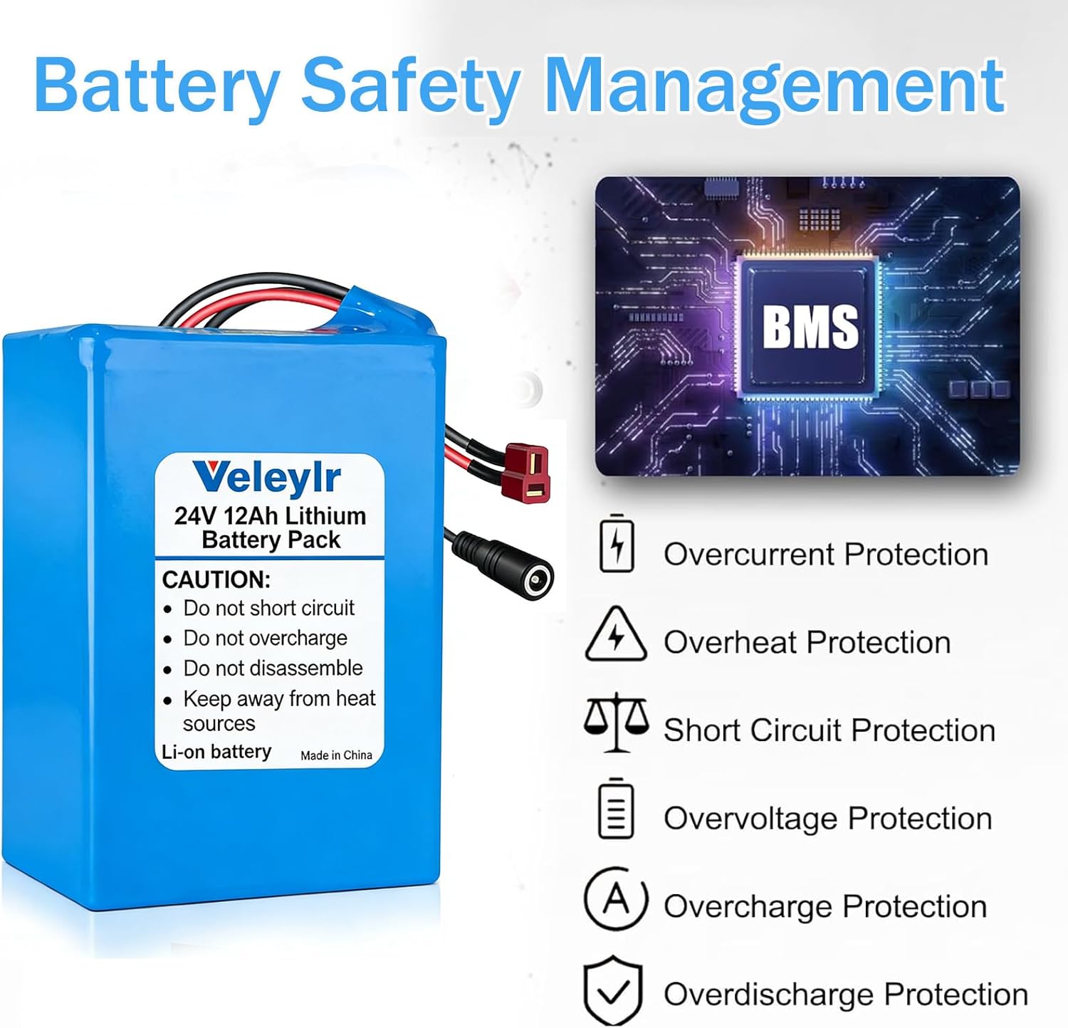 24V 12Ah Lithium Battery for Kids Ride-On Cars, Longer Lasting and Lighter Than Lead-Acid, 24Volt Battery for 24V Torex UTV 4X4 & Electric ATVs