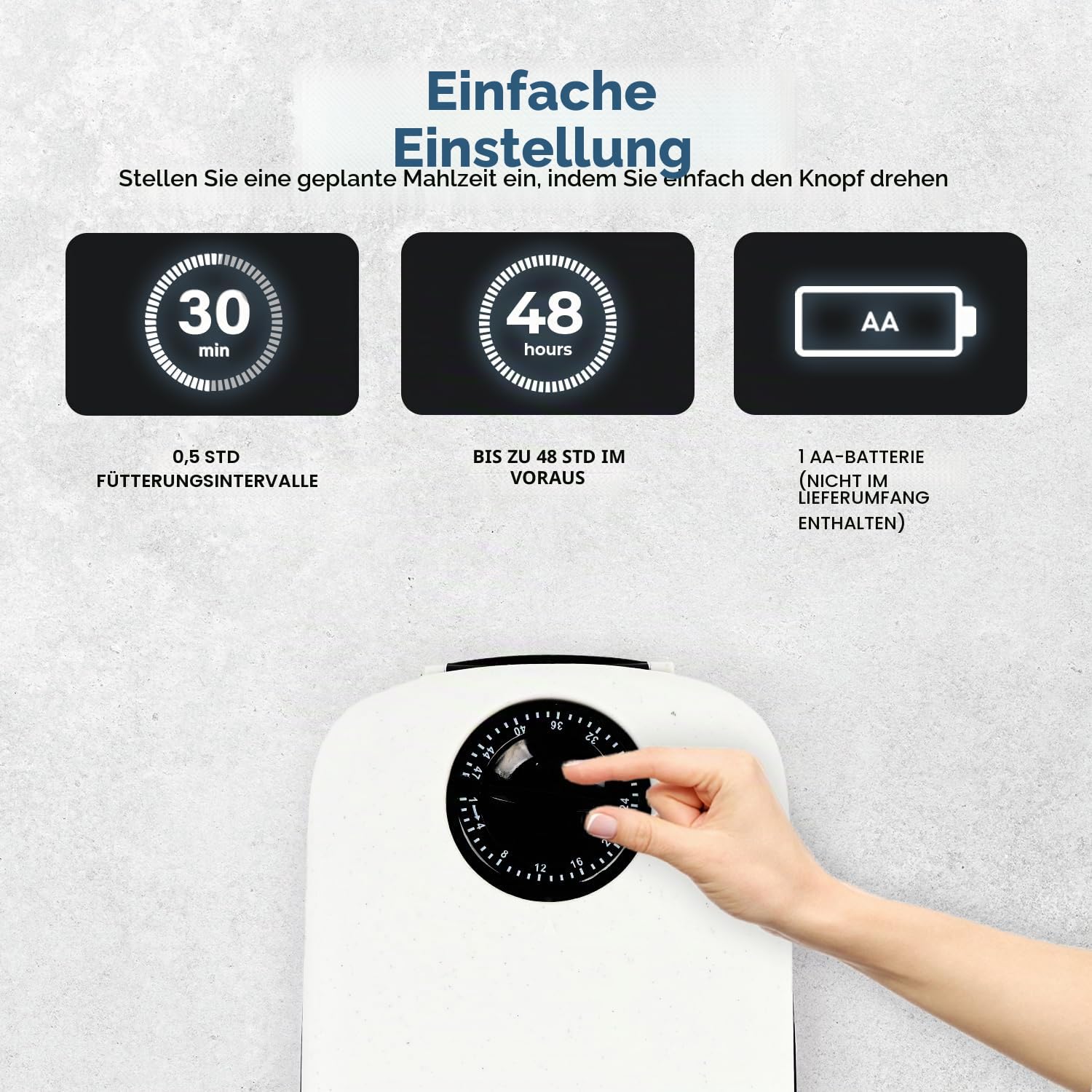 Pawise Automatischer Futterspender für Hunde und Katzen, 1,5 Tassen Futterspender mit 48 Stunden Timer, 100% BPA-frei, tolle Geschenkidee, Singe