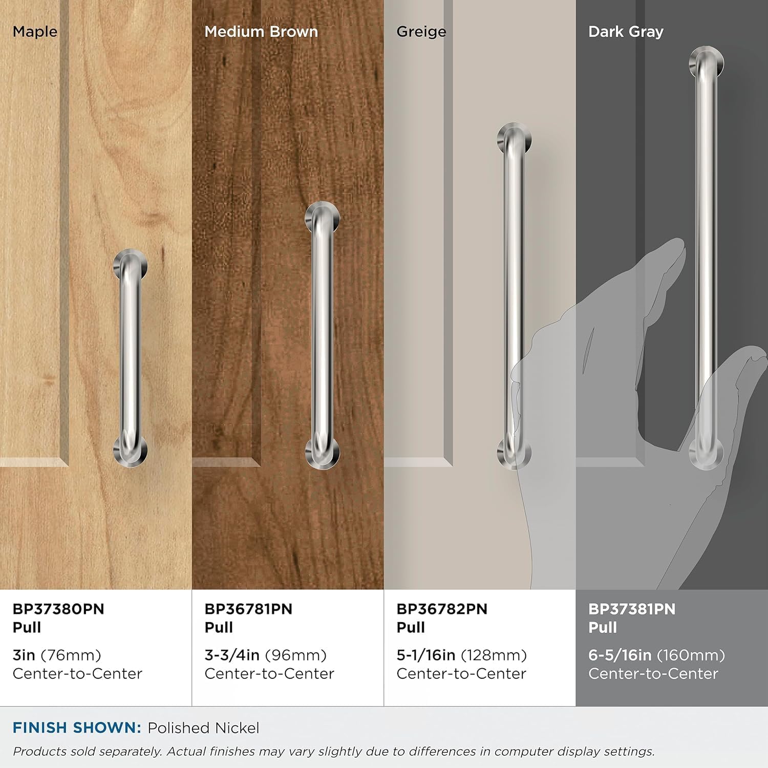Amerock BP37381PN | Factor 6-5/16 inch (160mm) Center-to-Center Polished Nickel Cabinet Pull | Kitchen Cabinet Hardware | Furniture Hardware | Drawer Handle