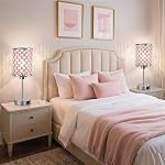 Lampe de table en cristal rose, lampes de lit à commande tactile avec ports de recharge USB-C+A 3-Way Table de chevet variable Petit ensemble de lampe de bureau 2 pour Chambre à coucher, Salon, Bureau (veuillez inclus)