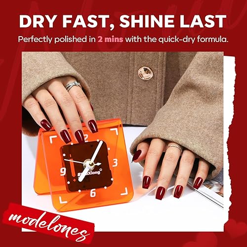 Miniatura 8 de Modelones Kit de esmalte de uñas de gel de 32 colores otoñales con luz UV  49 piezas amarillo, naranja, marrón, rojizo rojo burdeos, kit de manicura