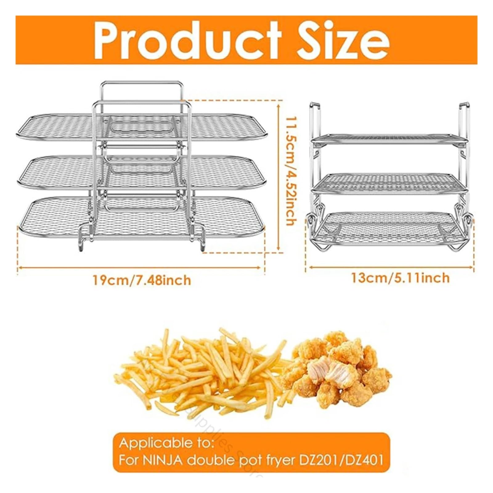 Rack Friteuse Ad Aria 3 Strati Doppio Cestello Compatibile Con Ninja