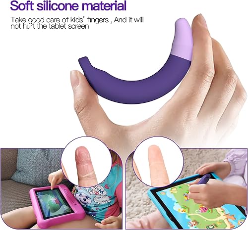 Miniatura 4 de Bolígrafos aptos para niños para pantallas táctiles, paquete de 2 lápices ópticos morados y azules compatibles con Kindle, iPad, iPhone