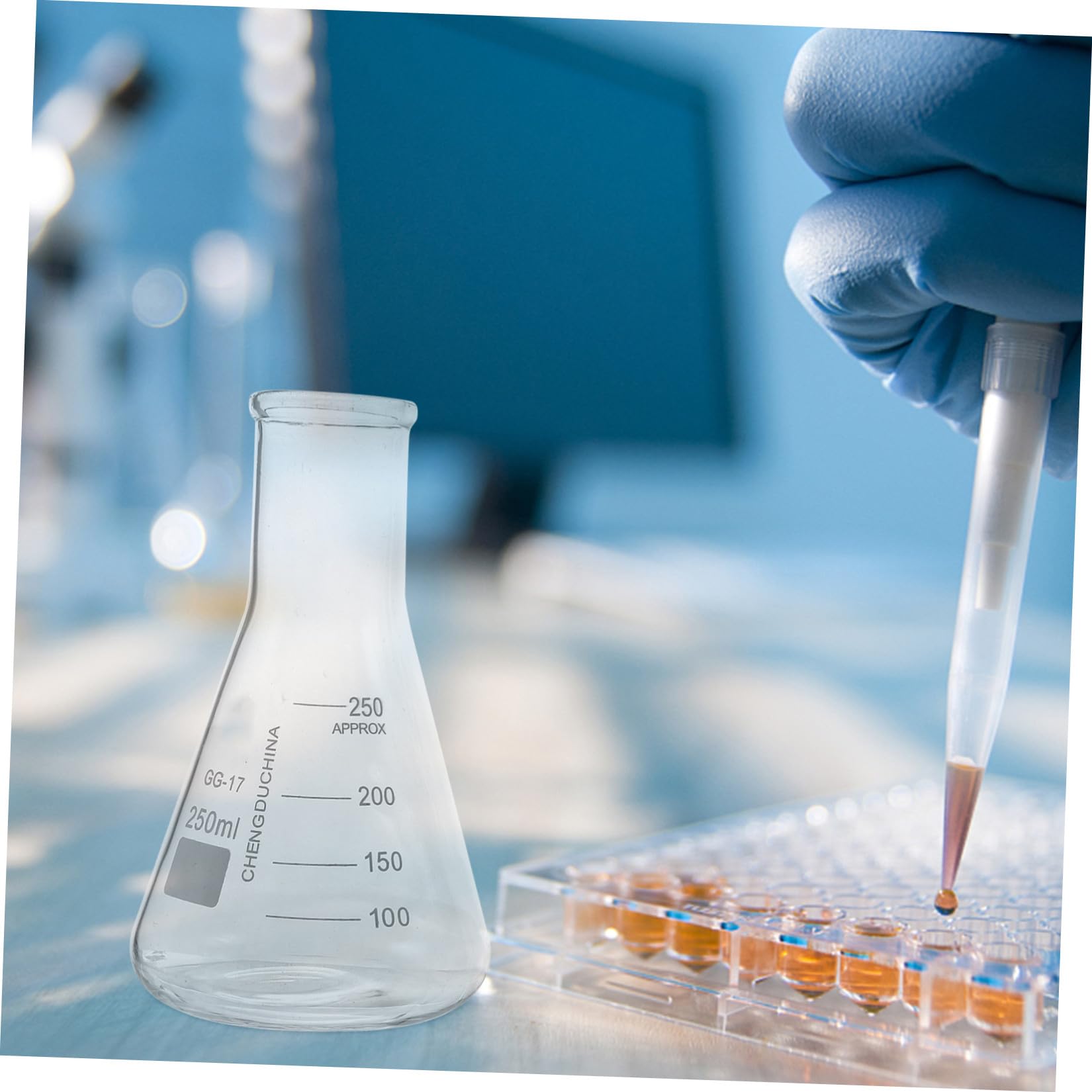 9pezzi Vetreria da Laboratorio in Vetro Premium Becher Cilindri Graduati e Fiasche Coniche Resistenti Capacità con Scala Chiara per Misurazioni Accurate in Scienza e Cucina