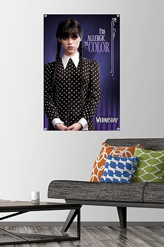 Miniatura 8 de Trends International Wednesday - Póster de pared con texto en inglés "I'm Allergic To Color", 14.72 x 22.37 pulgadas, paquete de póster premium y