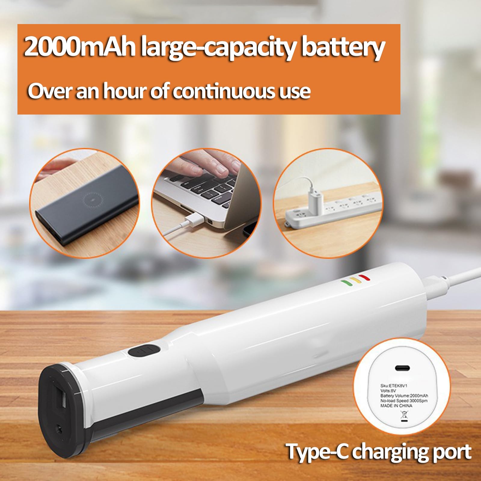 Couteau À Pain Électrique Rechargeable sans Fil, Couteau À Découper Électrique, avec 2 Lames en Acier Inoxydable Et Verrouillage De Sécurité, Compatible Lave-Vaisselle, pour Découper Le Pain