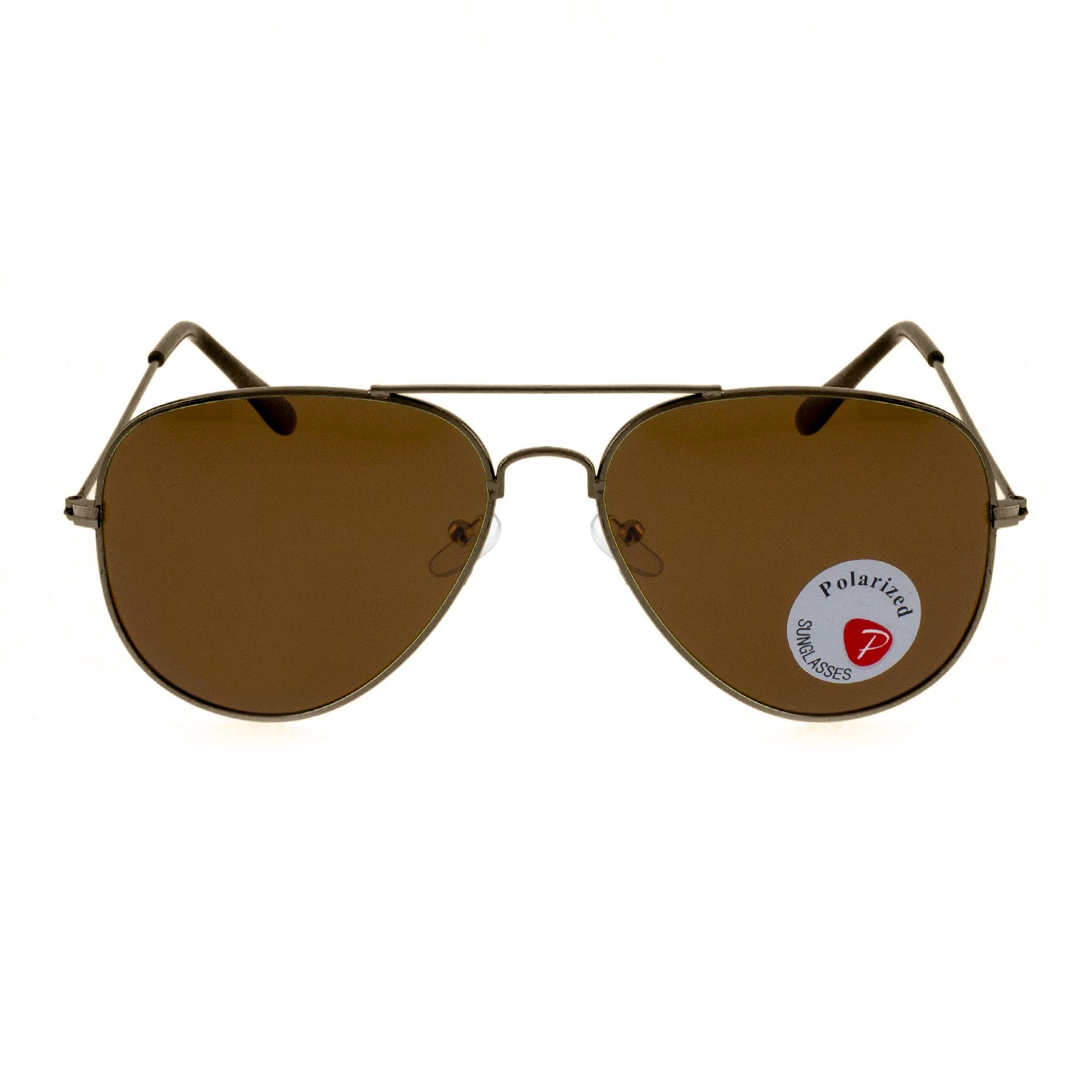 AUGEN Unisex polaryzacyjne klasyczne okulary przeciwsłoneczne lotnicze z brązową oprawką i brązowymi soczewkami (3025), brązowo-brązowe, M