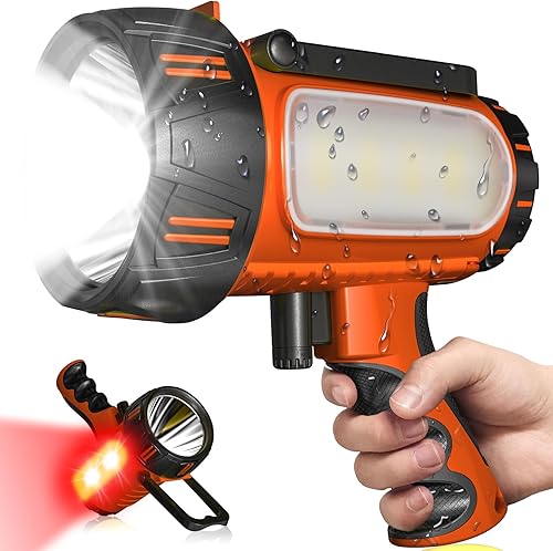 Reflector Recargable Súper Brillante Nuevo 2026 de 90,000 Lúmenes, Linterna de Mano, Reflector de 10000mAh, Luz Spot para Exteriores Duración 48+