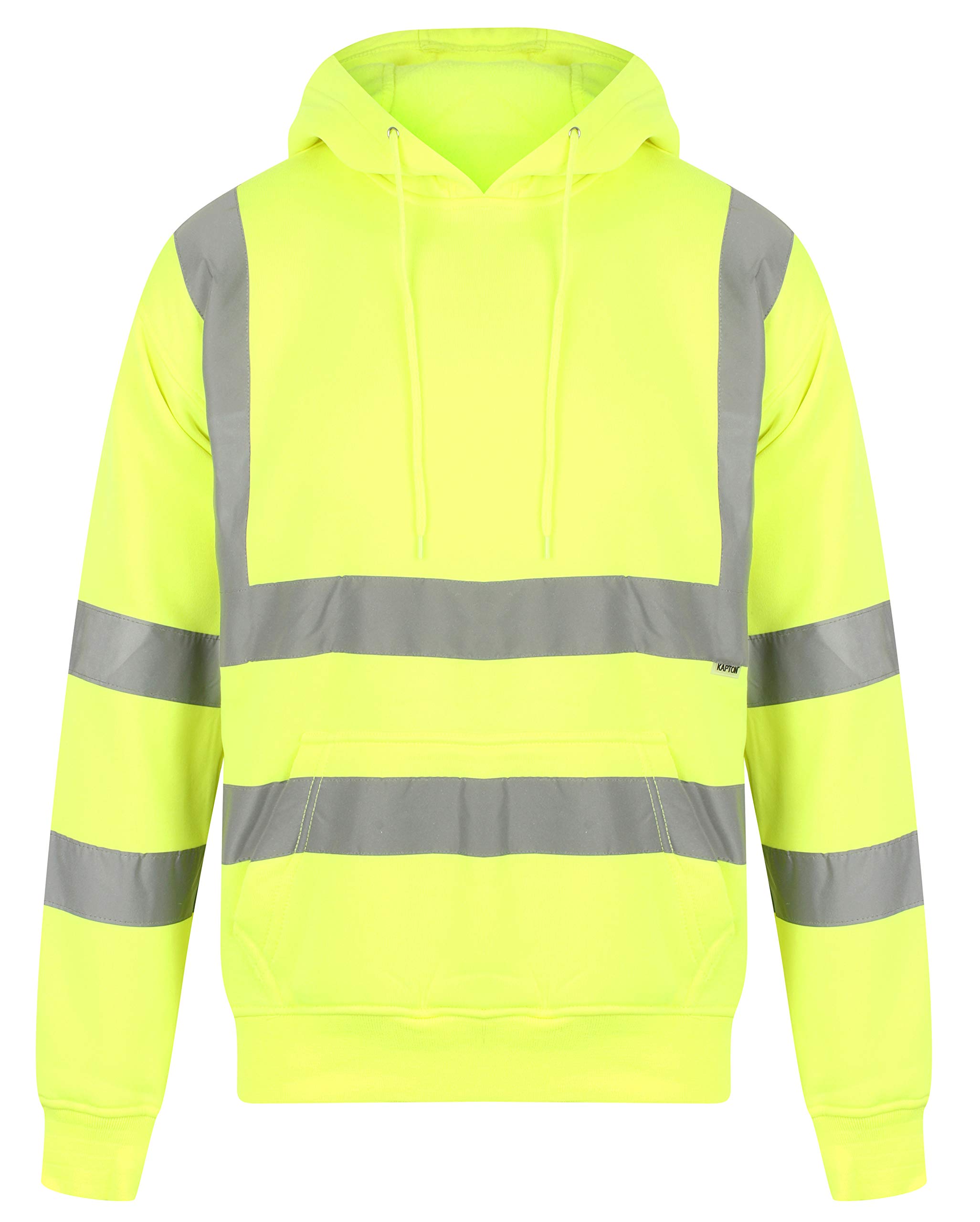 Hi Vis Hoodie - High Visibility Safety Sweatshirt - Reflective Workwear Pullover for Construction, Security & Road Workers (M, Yellow)