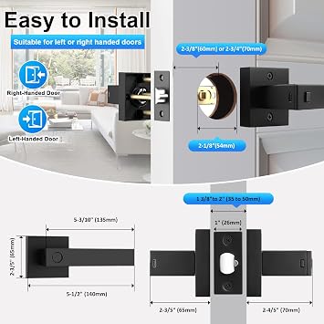 Smart Door Handle with Lock and 2 Privacy Door Handle Levers, Fingerprint Door Lock with APP Remote Control, Biometric Door Handle Fingerprint Door Knob Lever