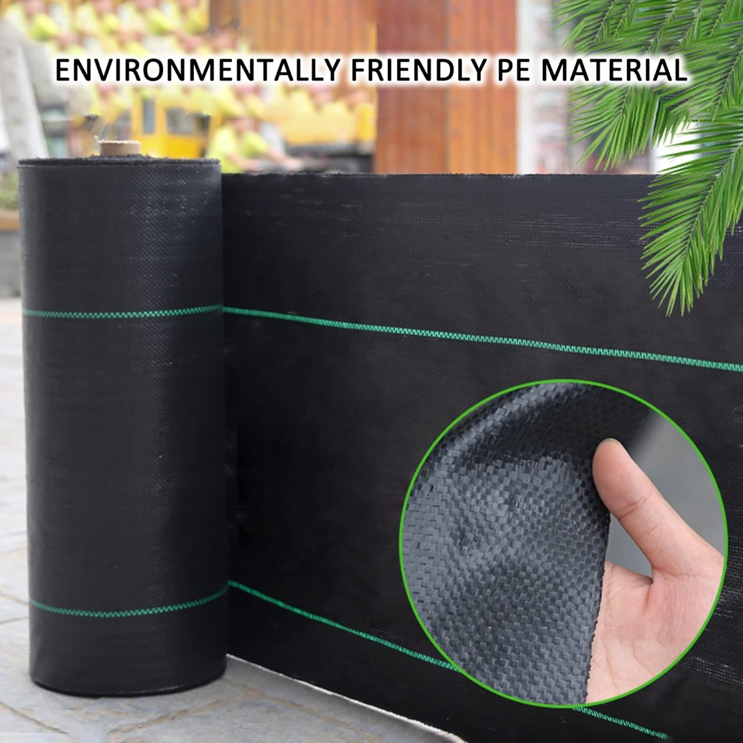Weed Barrier Landscape Fabric, 3.2oz Heavy Duty Weed Block Gardening Mat Ground Cover for Commercial Greenhouse, Yard/Black / 1X100m