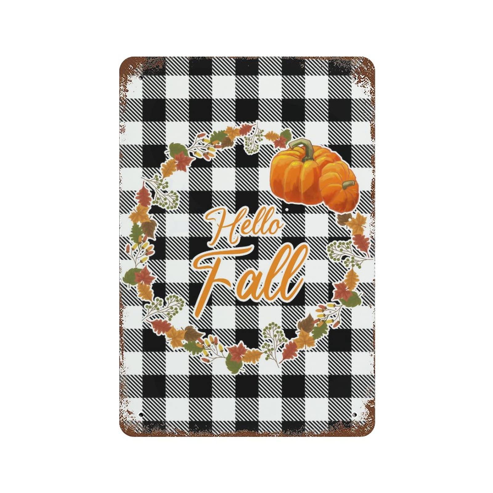 Plaque en métal Hello Fall pour sublimer la décoration de votre entrée cet automne