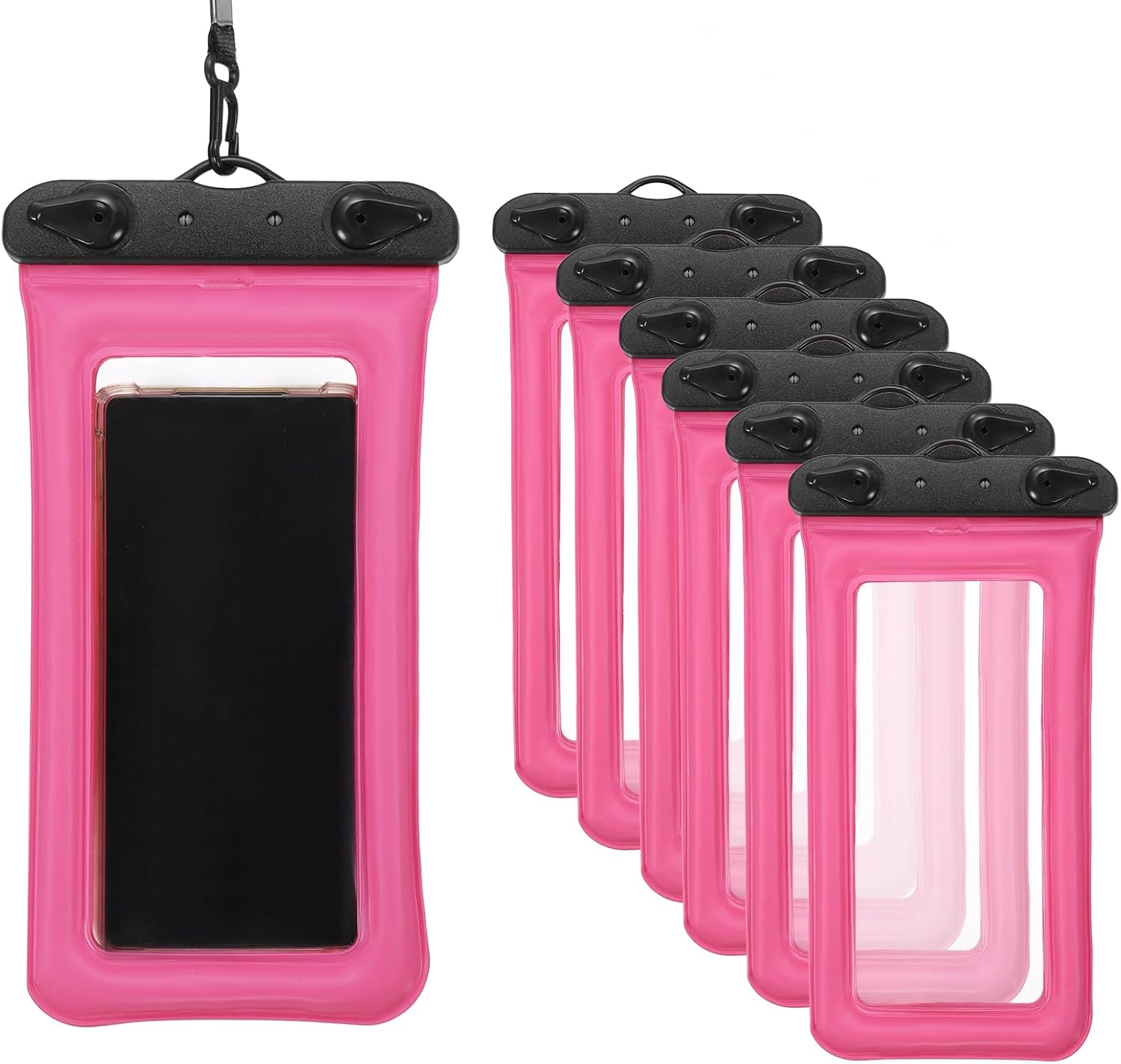 PATIKIL 6Pcs Waterproof Phone Pouch Floating No Sink Universal Cellphone Dry Bag Waterproof Phone Case for Kayaking Beach Swimming Hiking, Pink