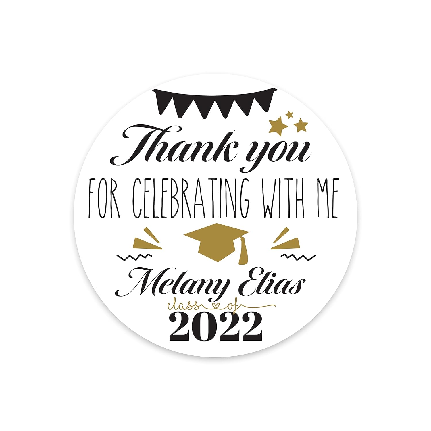 40 Stickers Thank You For Coming Personalized Round