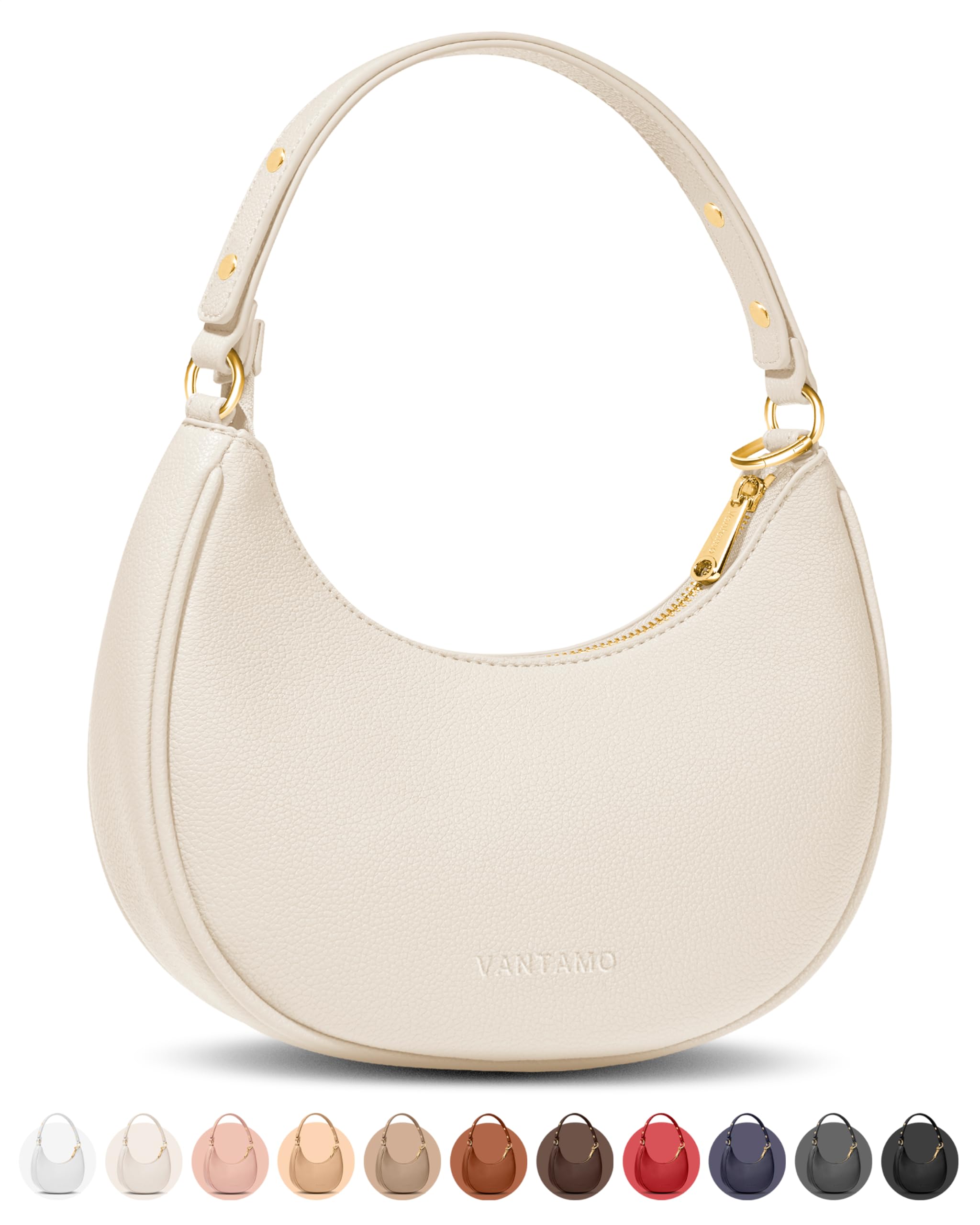 Vantamo Crescent Bags For Women with RFID Protection, Half Moon Clutch Purses for Women with Anti-Theft Clip for Extra Safety