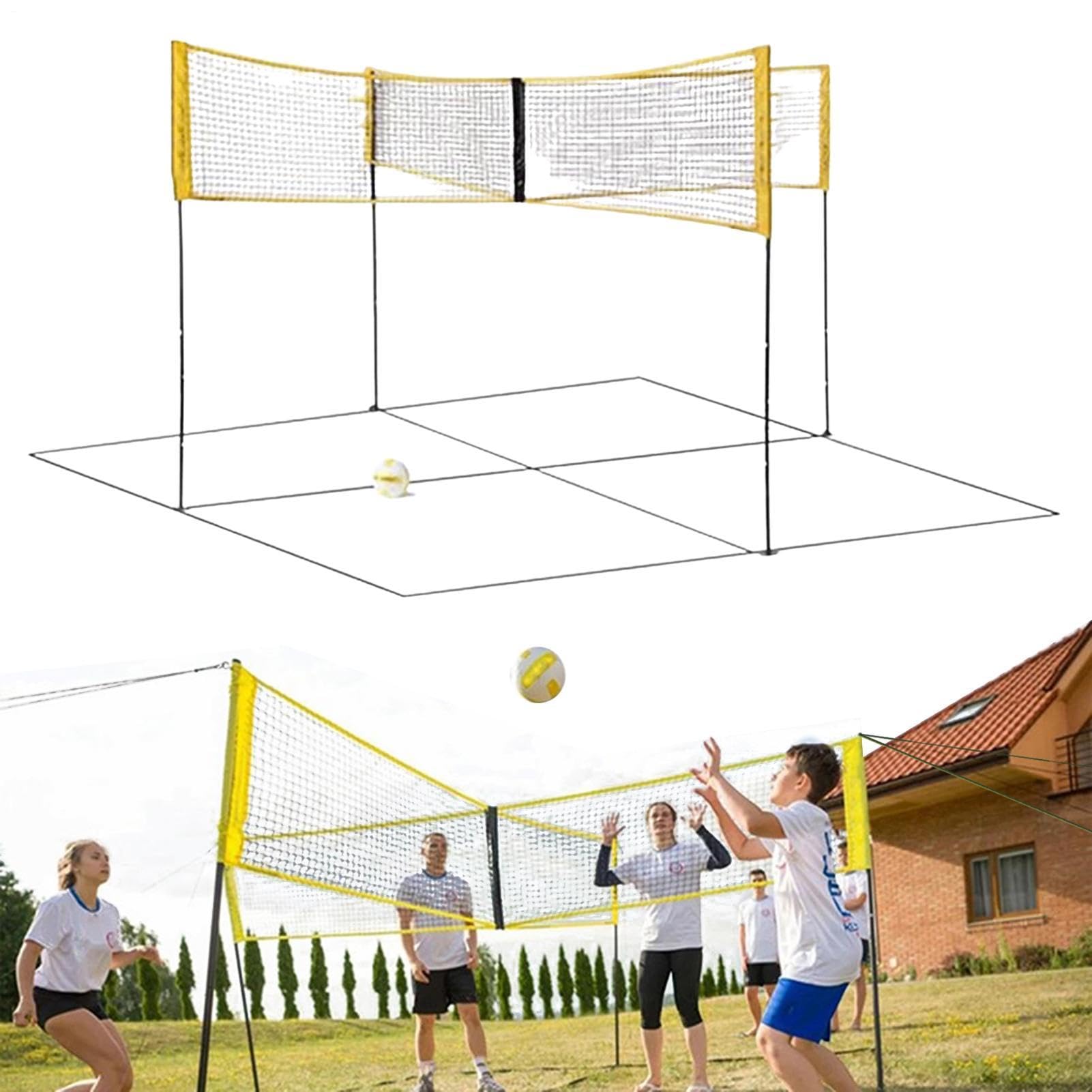 Set di rete da beach volley, regolabile in altezza, portatile, per tennis | junior, set per sport e pallavolo, giochi all'aperto, cortile, spiaggia, , in famiglia