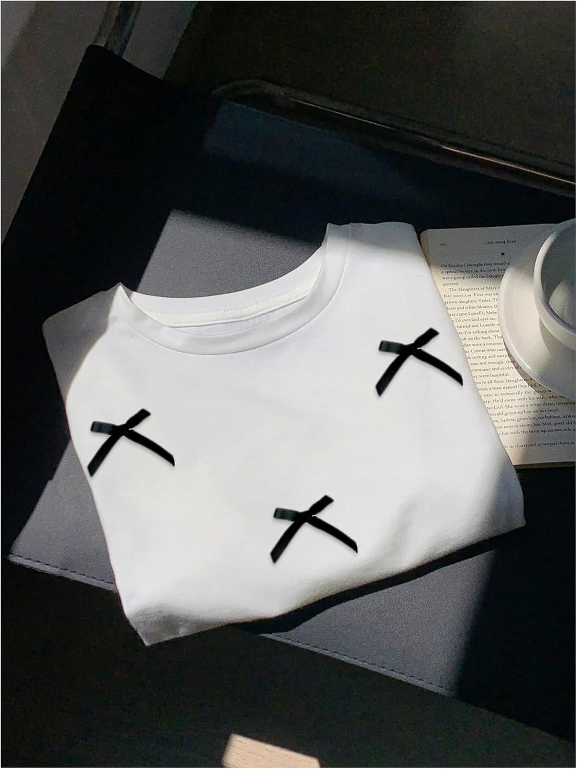 Verdusa Women's Coquette 3D Bow Tops Crew Neck T Shirts Cute Crop Tees - Image 4