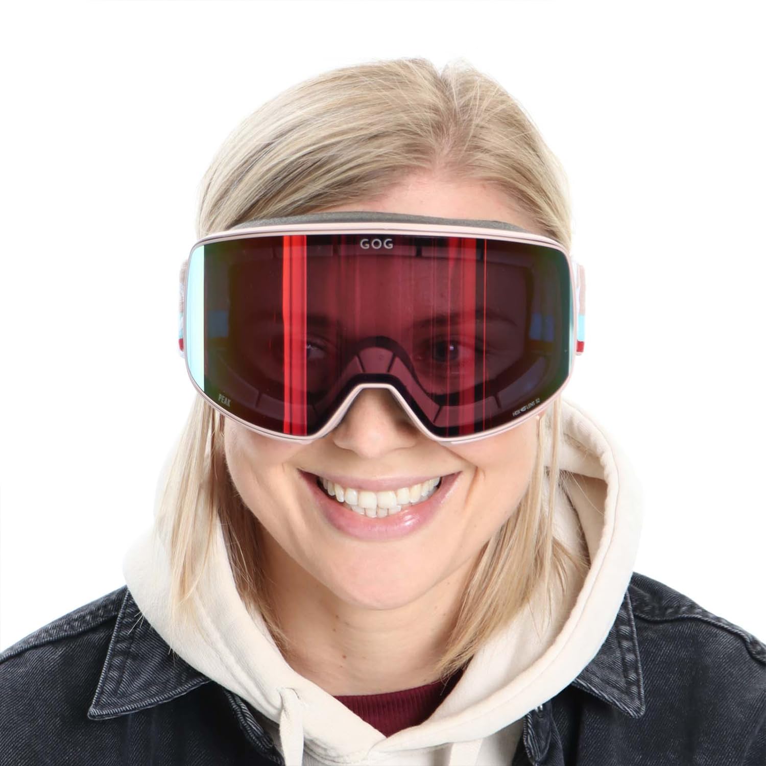 GOG Lunettes de ski Peak avec cadre optique OTG, protection UV400, double verre HDX G-LENS, revêtement FOG BLOCK, cadre en TPU flexible, étui inclus