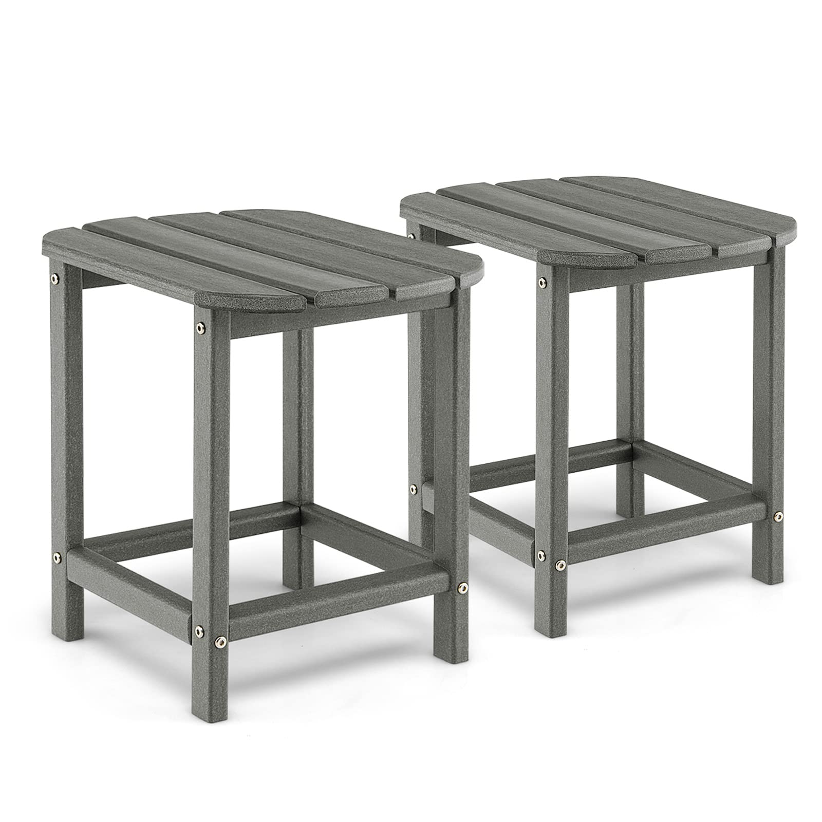 RELAX4LIFE Tavolo da Giardino, Set di 2 Tavolini Laterali in HDPE Resistente alle Intemperie, Tavolino Piccolo per Esterno, Balcone, Terrazza, Bordo Piscina e Cortile, Portata 91kg, 48×37×46cm