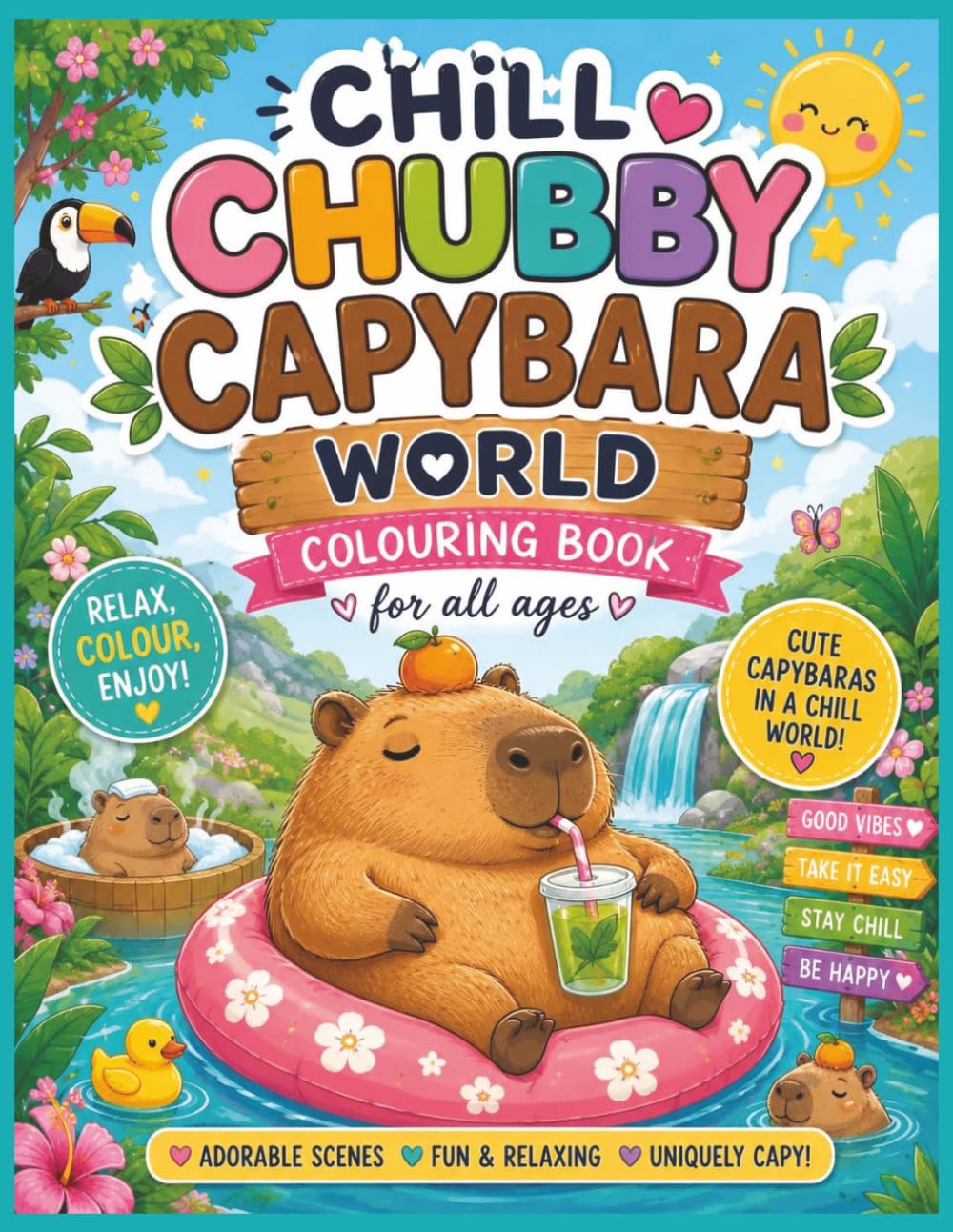A Chill chubby World of Capybara Coloring Book: 50+ Cute & Cozy Capybara Coloring Pages for Relaxation and Fun
