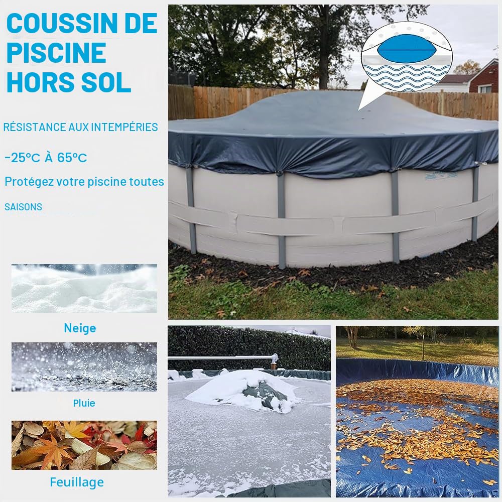 Voarge Coussin de piscine d'hiver rond, durable, solide, résistant au froid, pour piscine hors sol, accessoire de piscine, gonflable pour couverture de piscine et bâches d'hiver