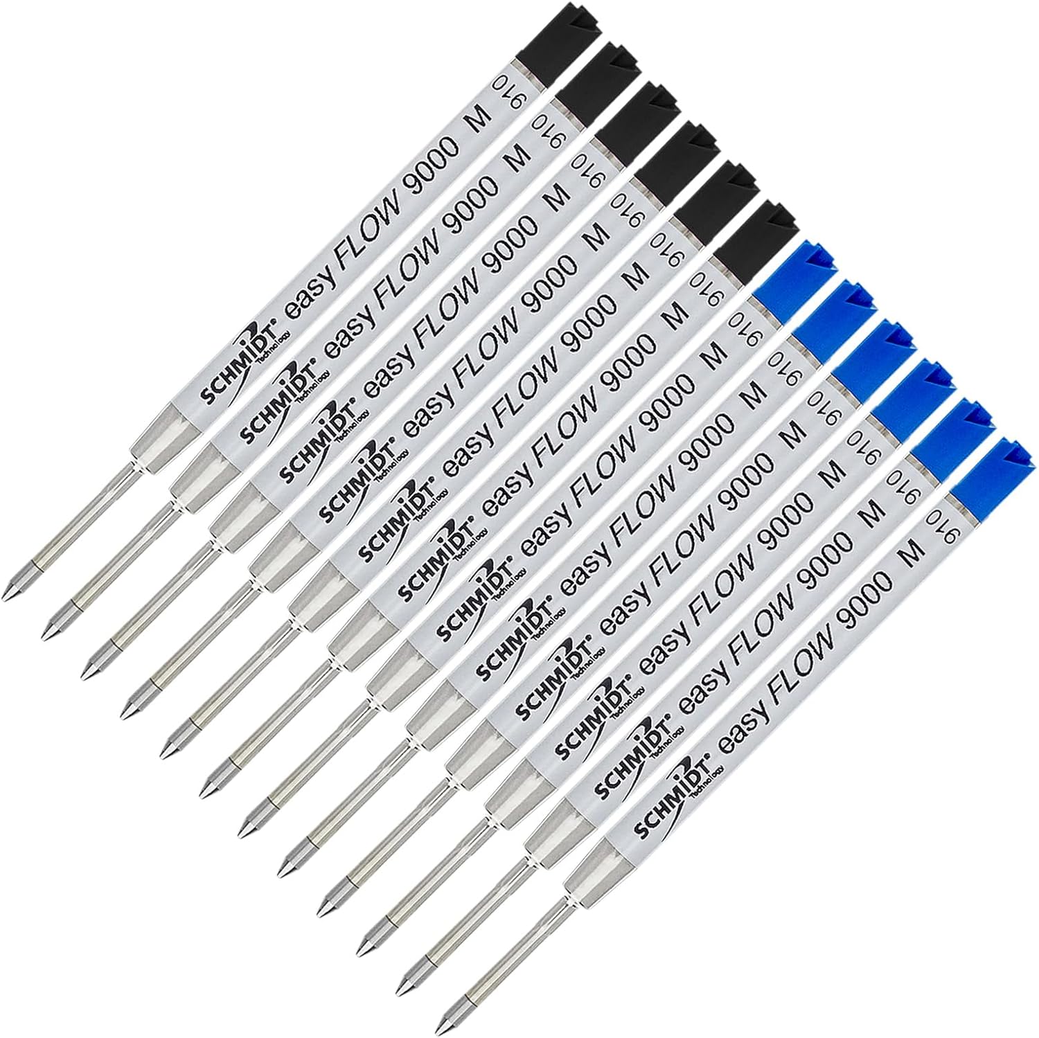 Schmidt easyFLOW9000 Black, Blue, Ballpoint Refill, Medium Tip 1.0mm - Pack of 12
