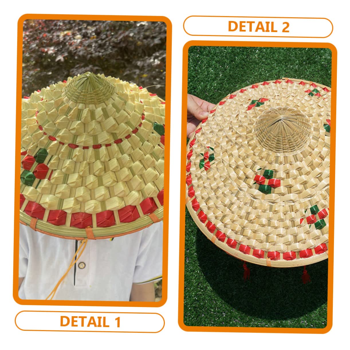 CALLARON Sombrero De Piña De Bambú Sombrero Oriental De Escenario Sombreros Sombrero De Sombrero Parasol Sombrero De Agricultor De Arroz Sombrero De Discoteca Sombrero Parasol